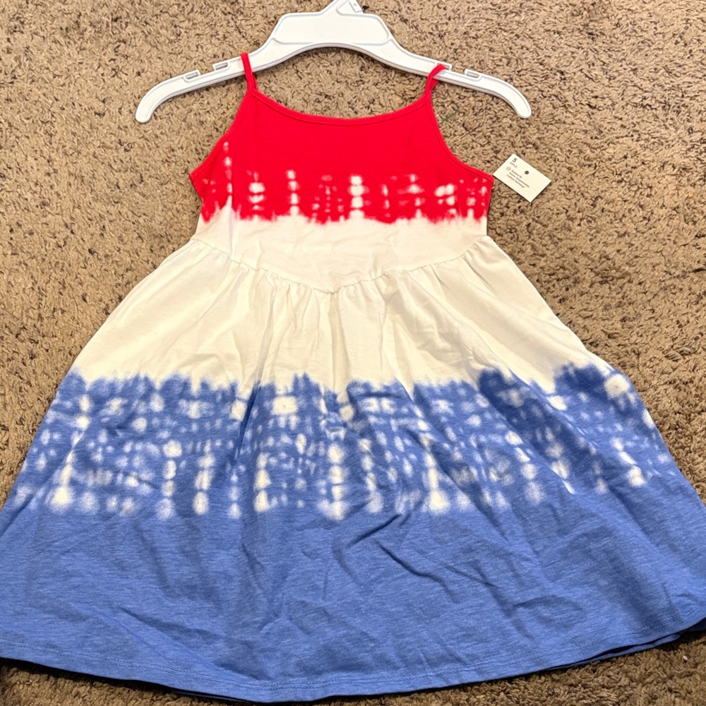 Red, White, and Blue Tie-Dye Dress